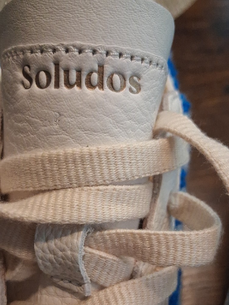 Soludos Cream Lace-Up Sneakers With Blue Wave Panels — image 2 of 6